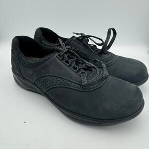 SAS Black Nubuck Leather Lace Up Walking Shoes Comfort 10N Orthopedic